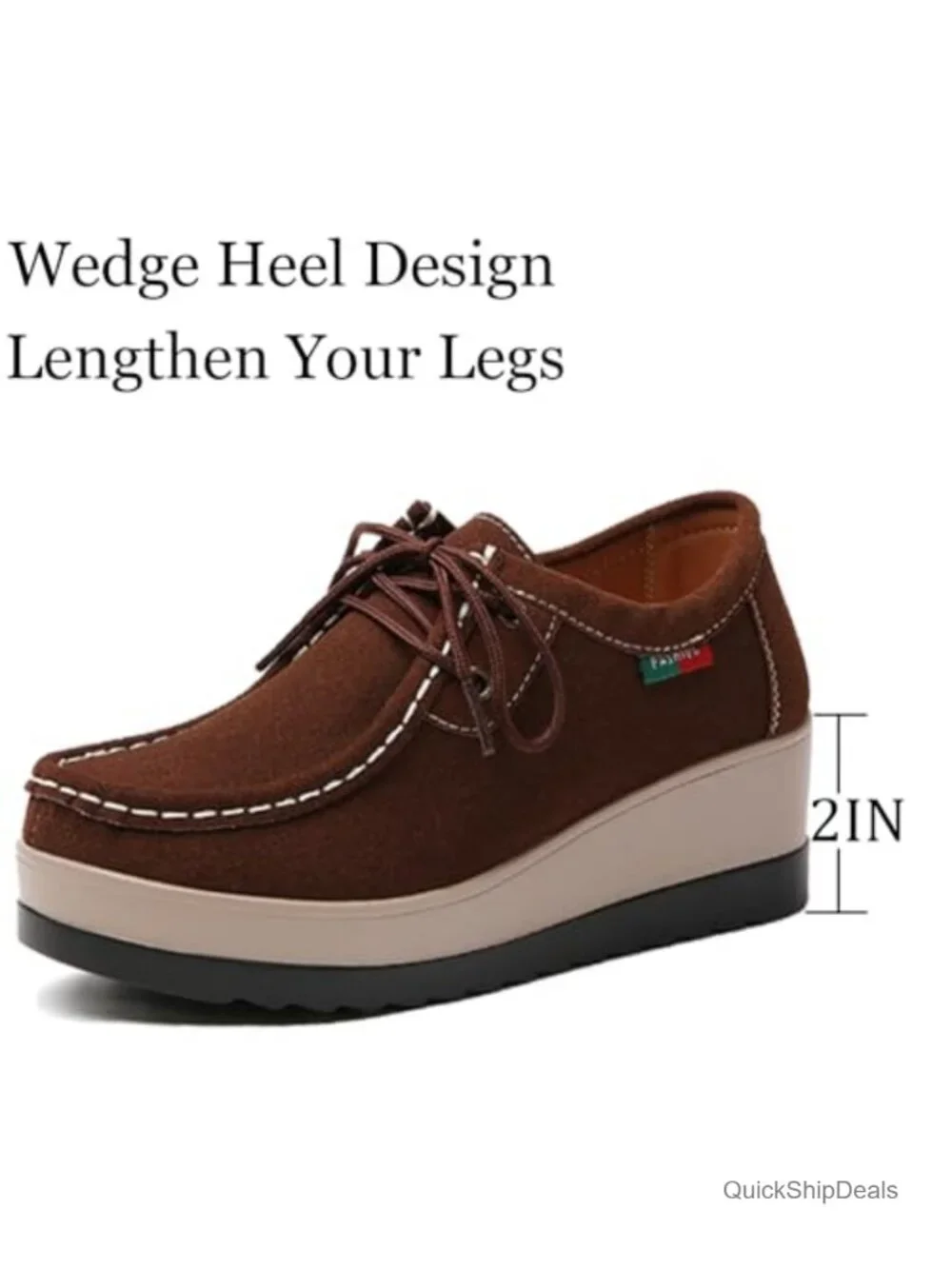 Women's Suede Platform Wedge Loafers with Arch Support Comfortable Lace Up